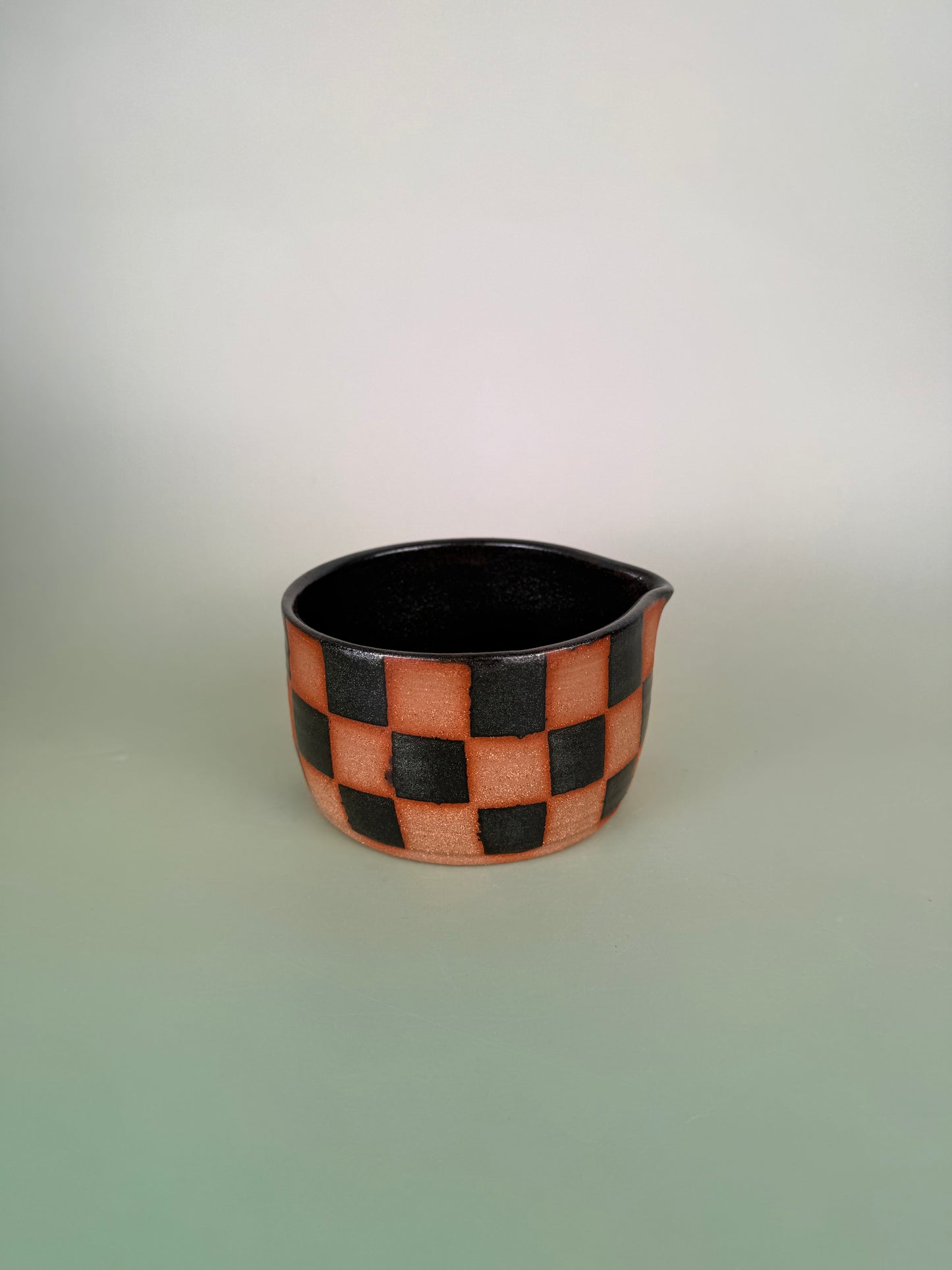 Black sparkly checkered matcha bowl #1