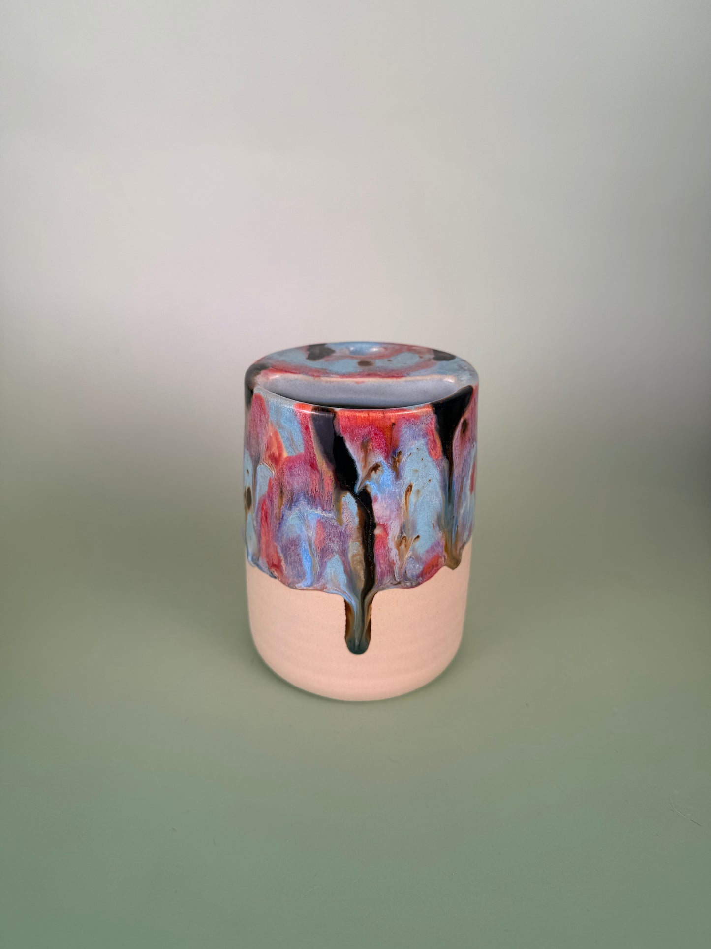 Drippy travel cup #2 - black sparkly glaze