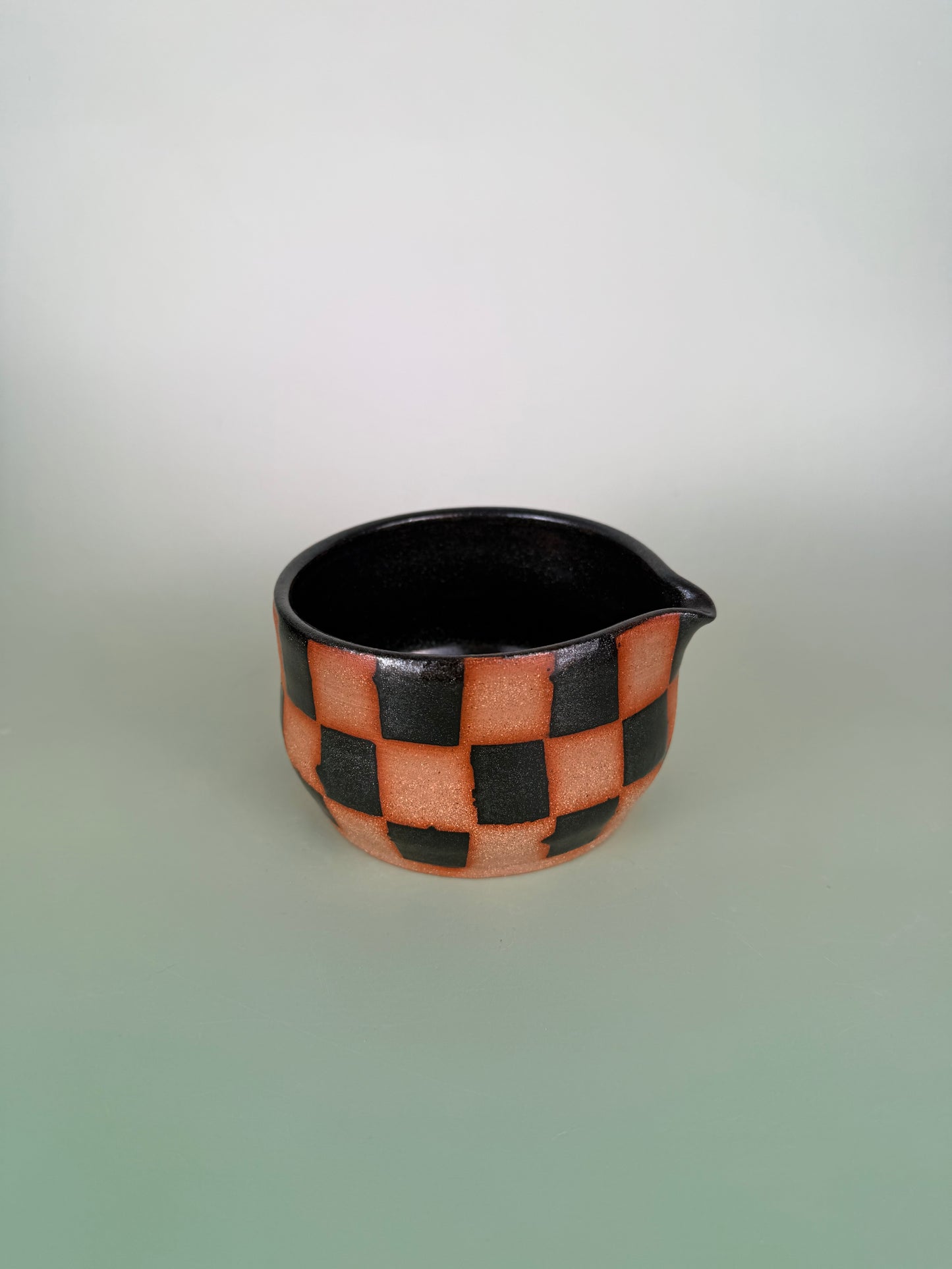 Black sparkly checkered matcha bowl #2