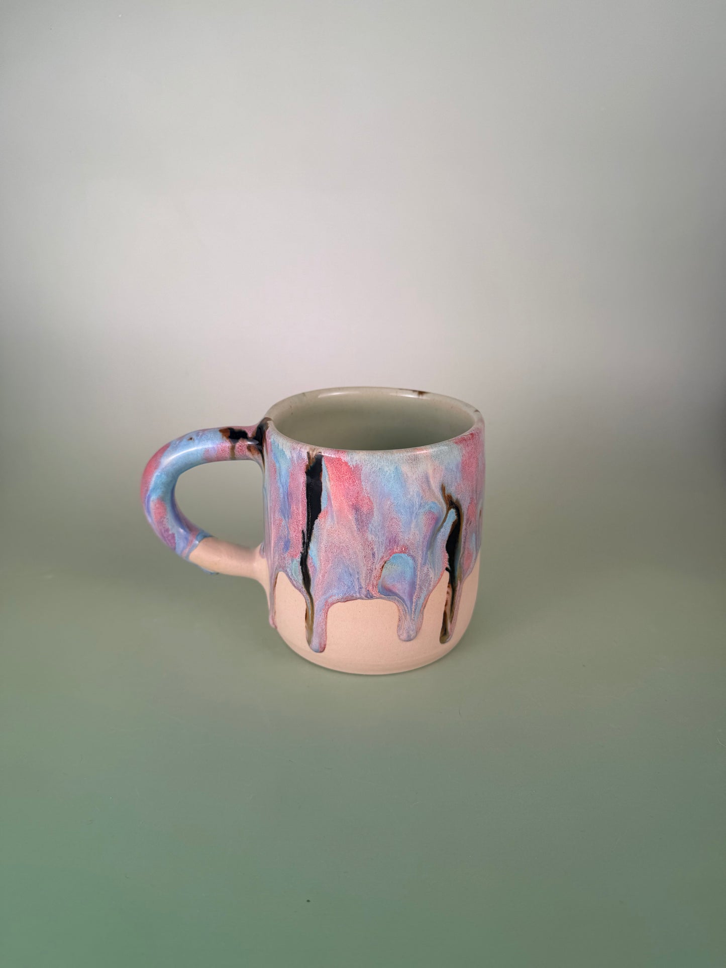 Drippy mug #2 - black sparkly glaze
