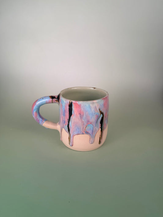 Drippy mug #2 - black sparkly glaze