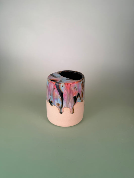 Drippy travel cup #3 - black sparkly glaze