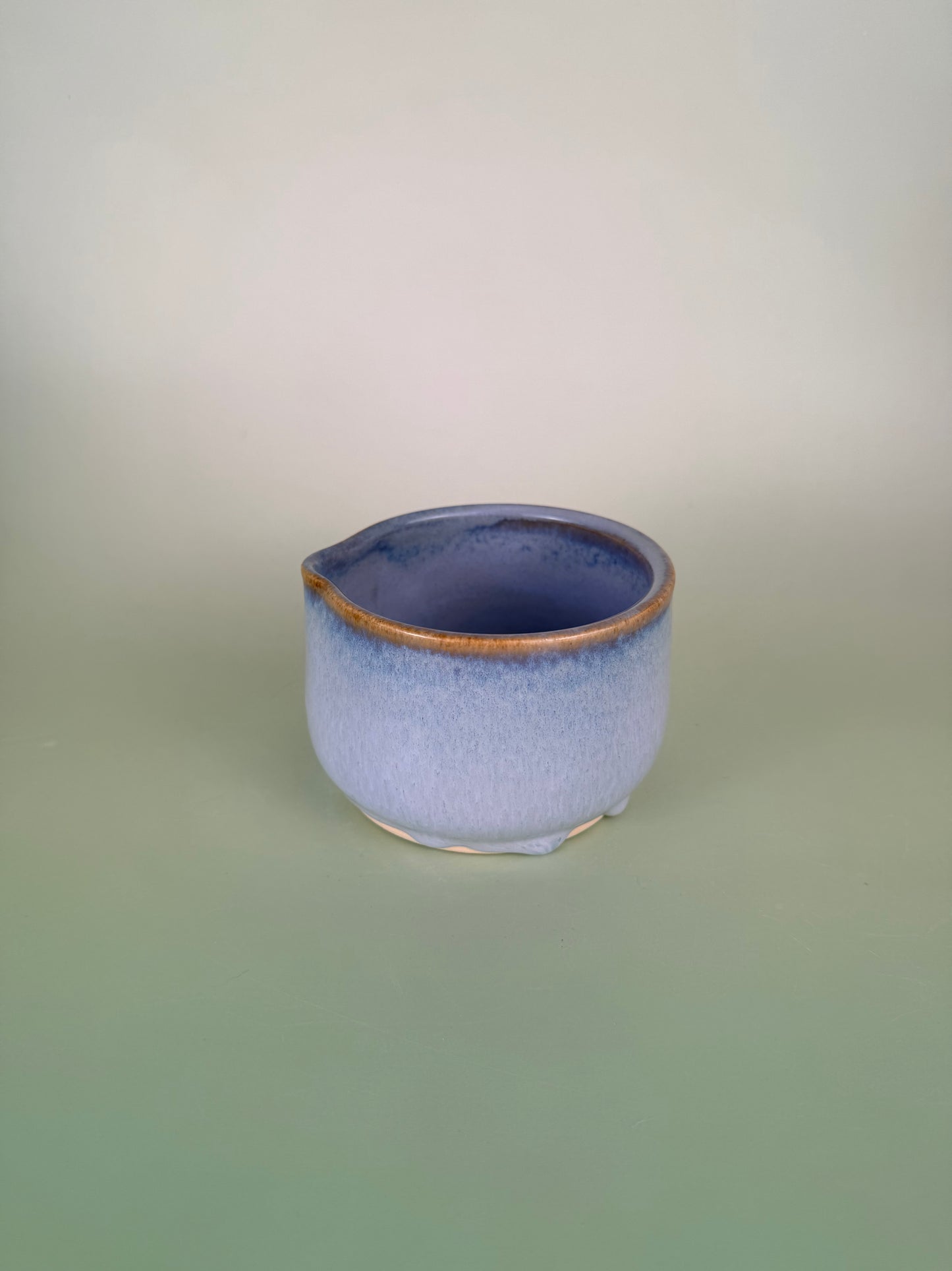 Blue drippy glaze matcha bowl