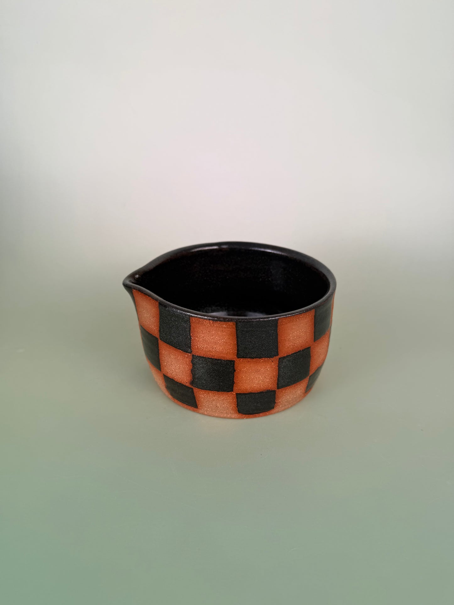Black sparkly checkered matcha bowl #1