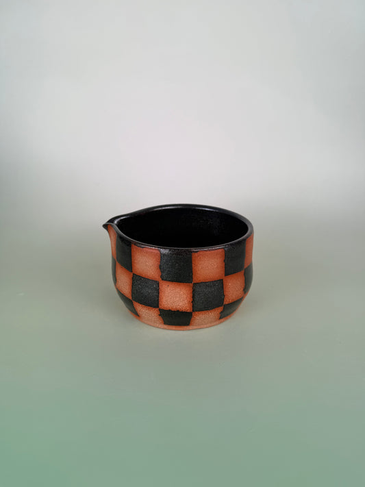 Black sparkly checkered matcha bowl #2