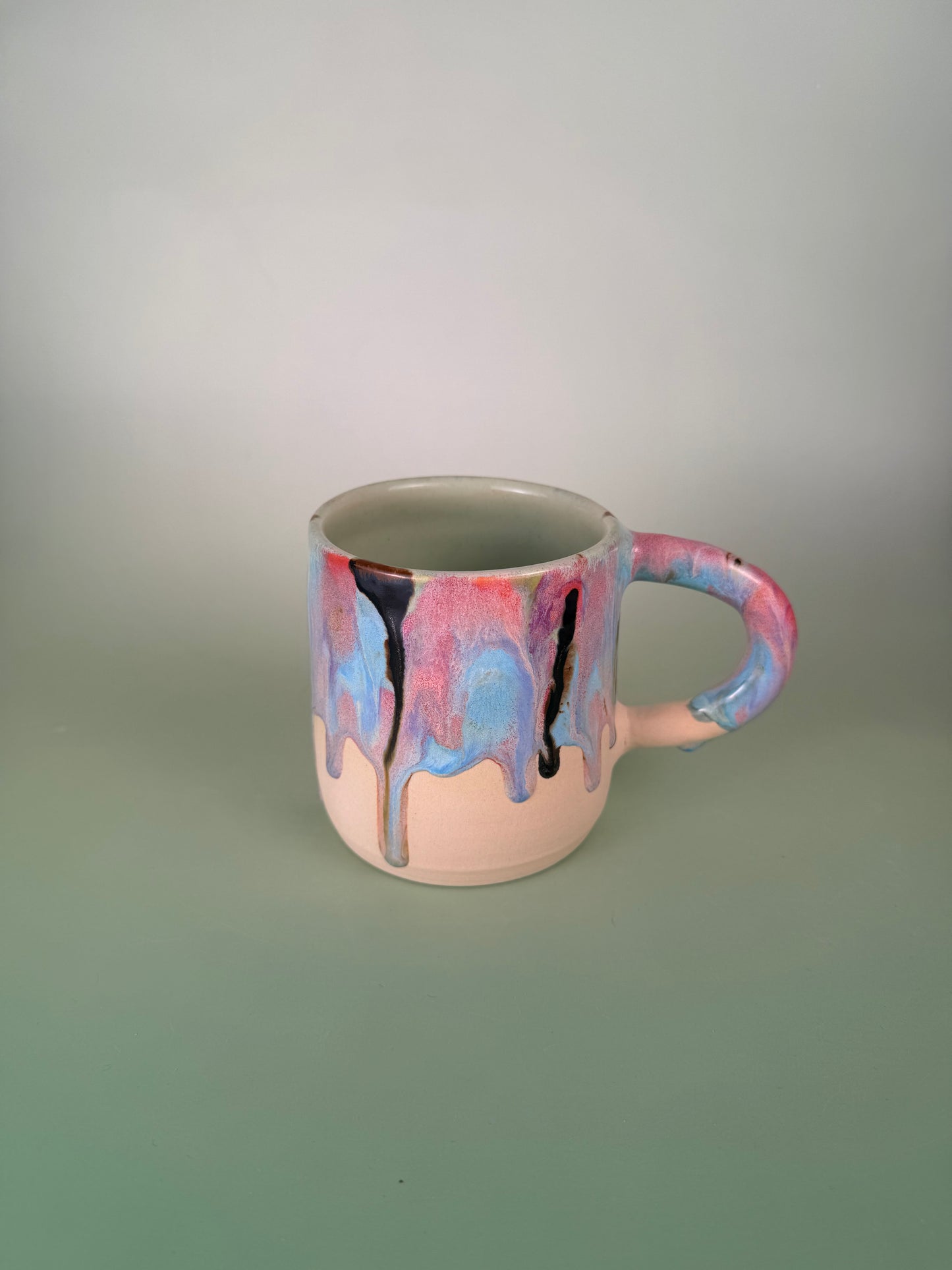 Drippy mug #2 - black sparkly glaze