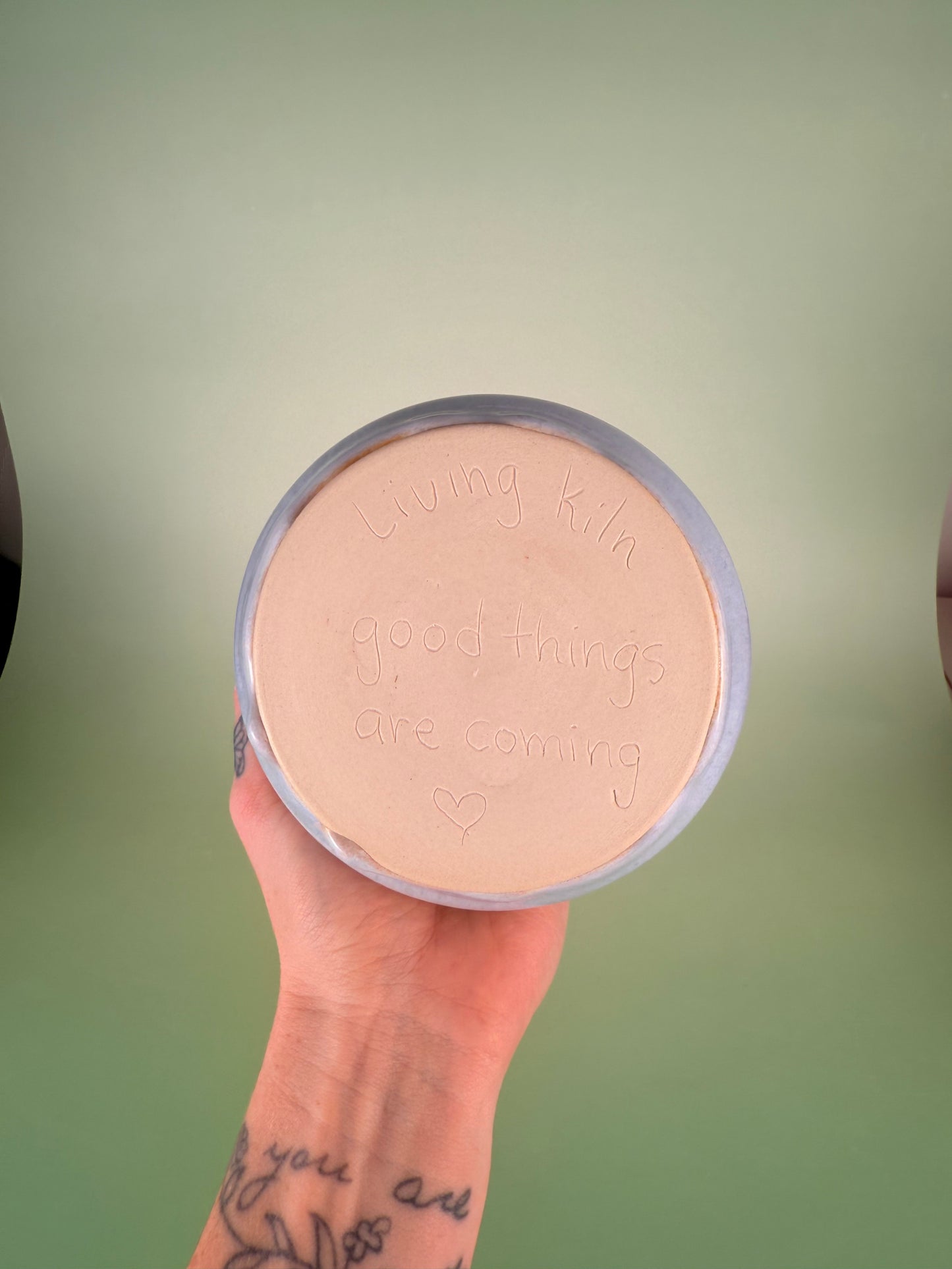 Blue drippy glaze matcha bowl
