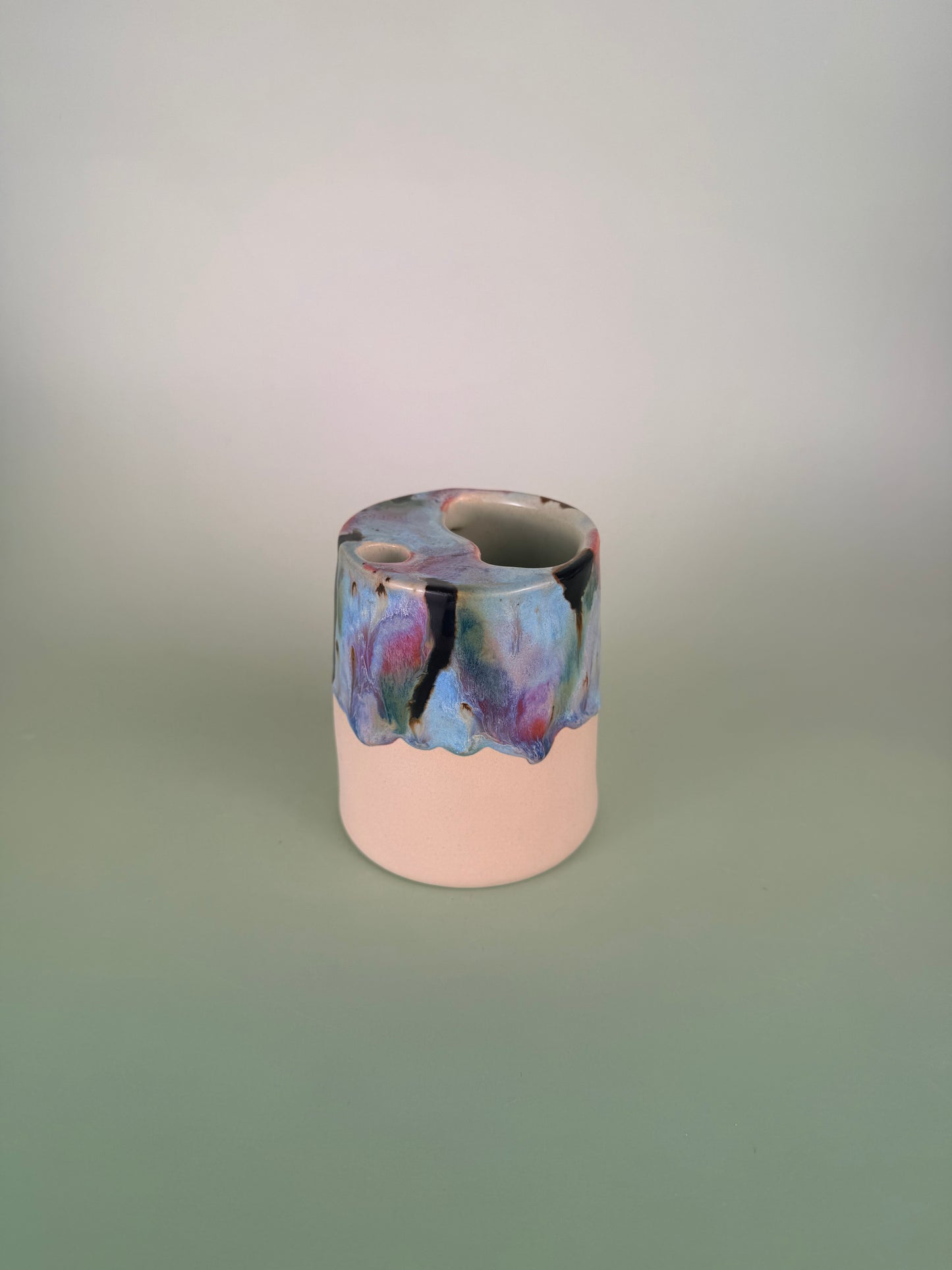 Drippy travel cup #4 - black sparkly glaze