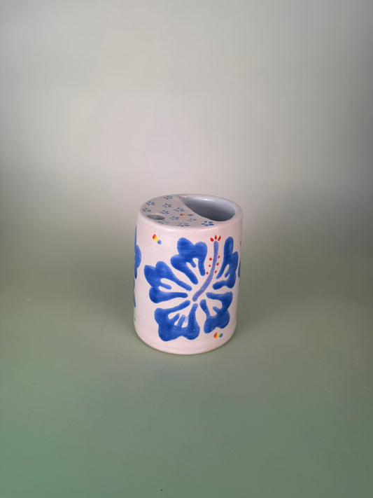 Rainbow blue hibiscus travel cup