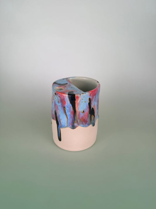 Drippy travel cup #6 - black sparkly glaze