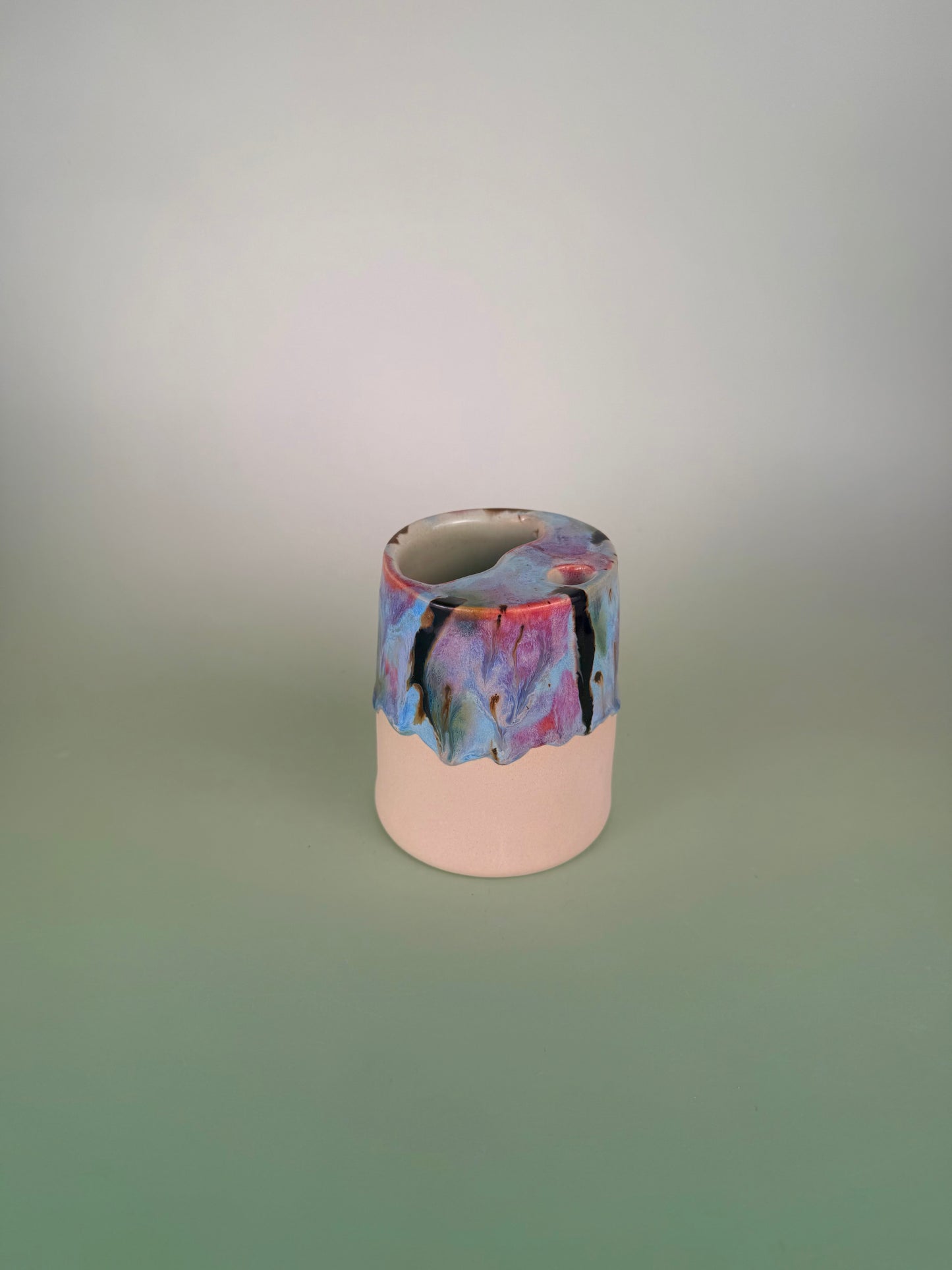 Drippy travel cup #4 - black sparkly glaze