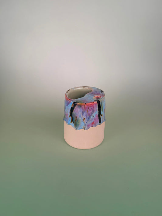 Drippy travel cup #4 - black sparkly glaze