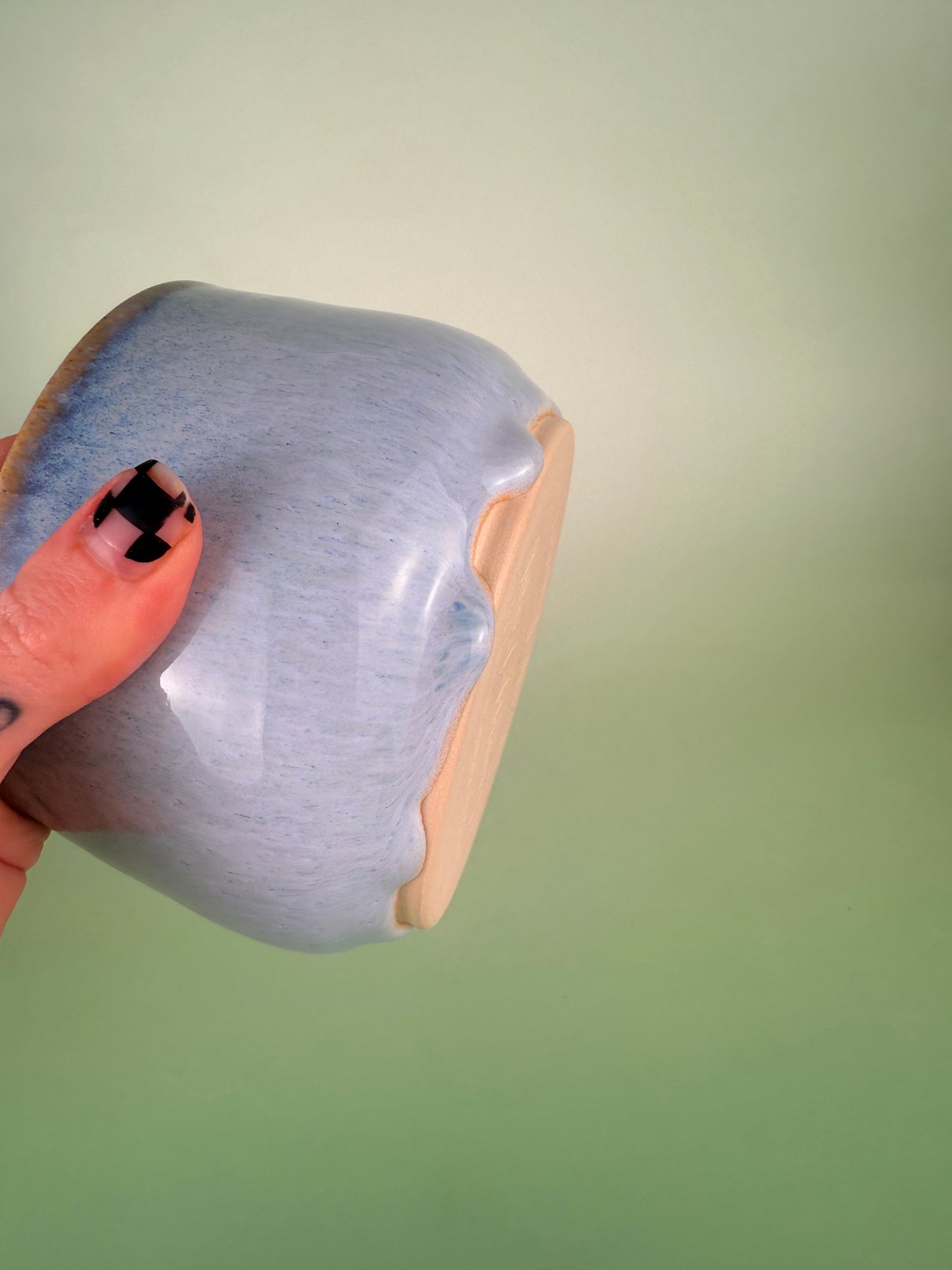 Blue drippy glaze matcha bowl